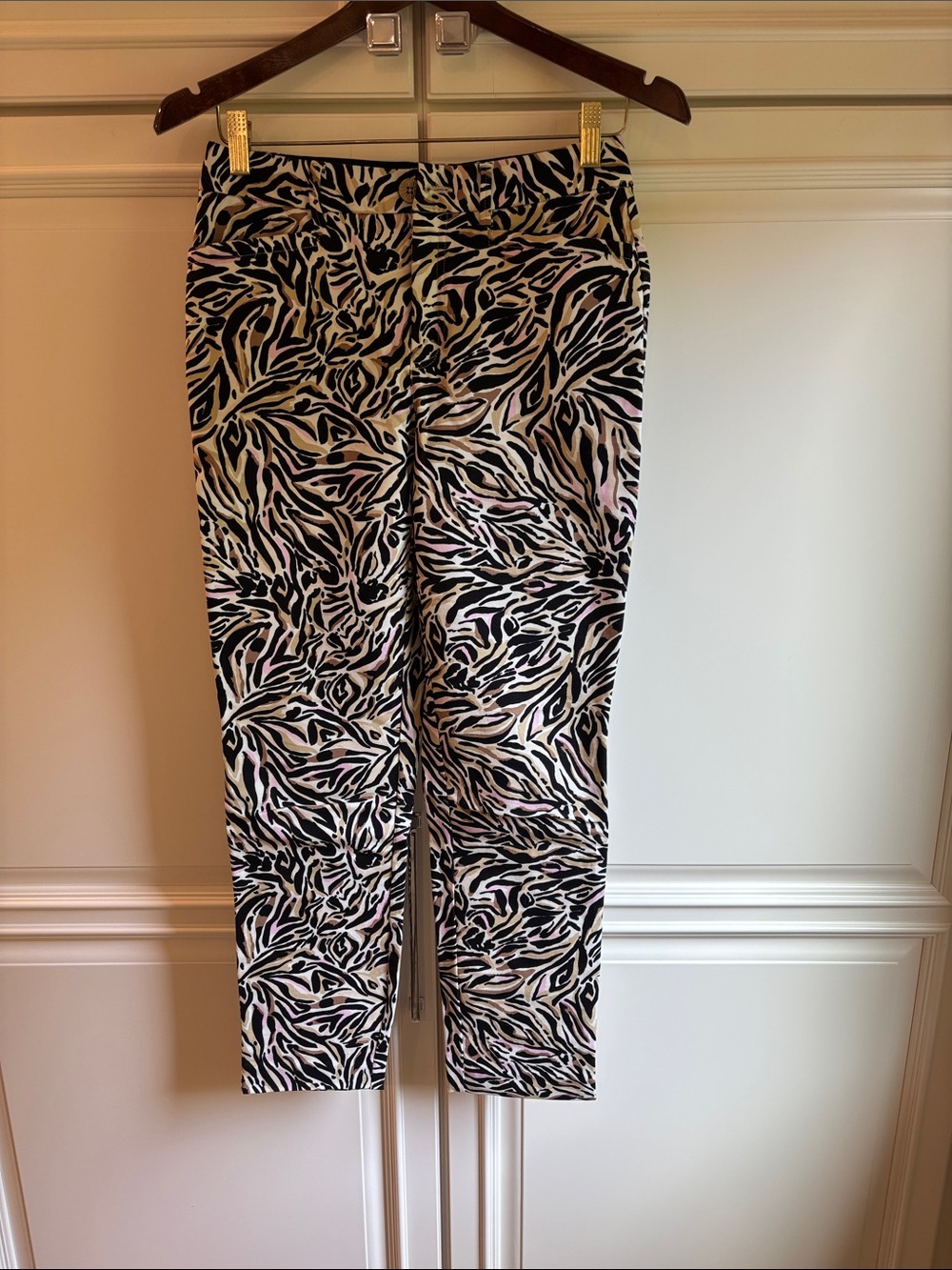 Lily Pulitzer Printed Slim Fit Pants - Black & Cream & Pink Zebra Pattern